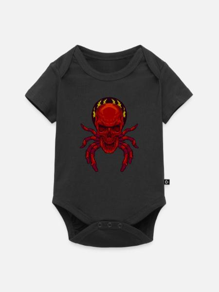 Gruselige Schädel Spinne - Baby Premium Kurzarmbody - Schwarz