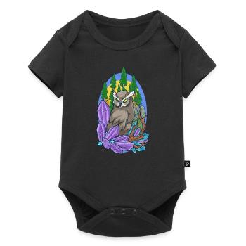 Aesthetic owl in the forest with crystals - Baby Premium short-sleeve bodysuit - black - Front