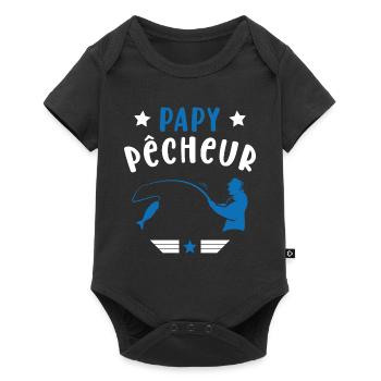 Papy Pêcheur Humour Fête des Grands Pères Noël - Body à manches courtes Premium Bébé - noir - Devant