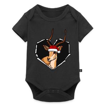 Cracked antelope with Christmas cap hole - Baby Premium short-sleeve bodysuit - black - Front