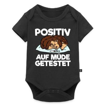 Igel Positiv Auf Müde Getestet Igel Schlafshirt - Baby Premium Kurzarmbody - Schwarz - Vorne
