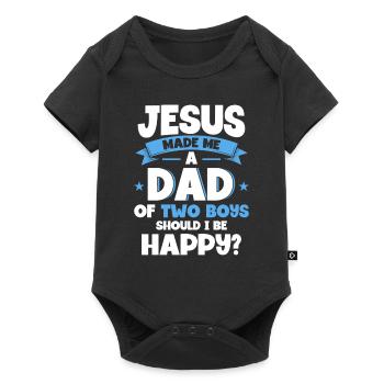Jésus Père Papa Deux Garçons - Body à manches courtes Premium Bébé - noir - Devant