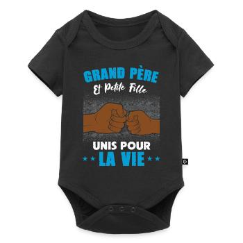 Fête des grands père petite fille unis pour la vie - Body à manches courtes Premium Bébé - noir - Devant