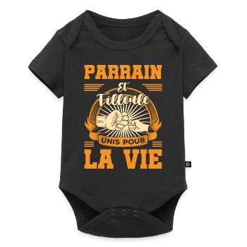 Demande parrain et filleule unis pour la vie drôle - Body à manches courtes Premium Bébé - noir - Devant