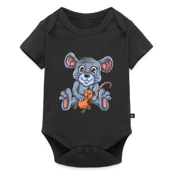 Souris Souris Cadeau Rat Rongeur Souris Souris Lousemaus - Body à manches courtes Premium Bébé - noir - Devant