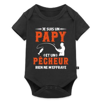 Papy Pêcheur Humour Fête des Grands Pères Noël - Body à manches courtes Premium Bébé - noir - Devant