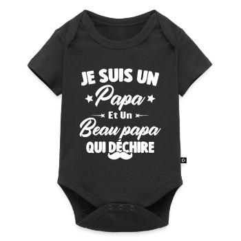 je suis un papa et beau-papa qui déchire - Body à manches courtes Premium Bébé - noir - Devant