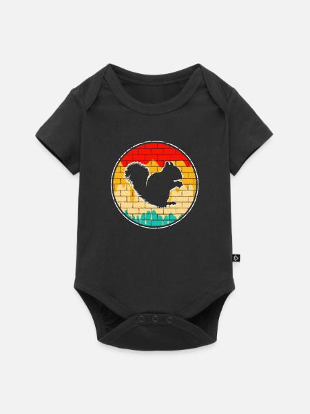 Eichhörnchen Retro - Baby Premium Kurzarmbody - Schwarz