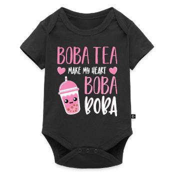 Powered By Tea Bubble Milk Tea Lovers Gift Idea - Baby Premium short-sleeve bodysuit - black - Front
