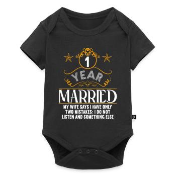 1 an marié seulement 2 erreurs 1.Anniversaire de mariage - Body à manches courtes Premium Bébé - noir - Devant