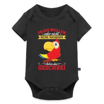 Papagei Vogel Spruch Papagei - Baby Premium Kurzarmbody - Schwarz - Vorne