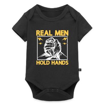 Men Hold Hands Arm Press - Bras de fer - Body à manches courtes Premium Bébé - noir - Devant