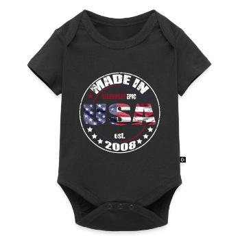 Birthday Saying Born USA 2008 - Baby Premium short-sleeve bodysuit - black - Front