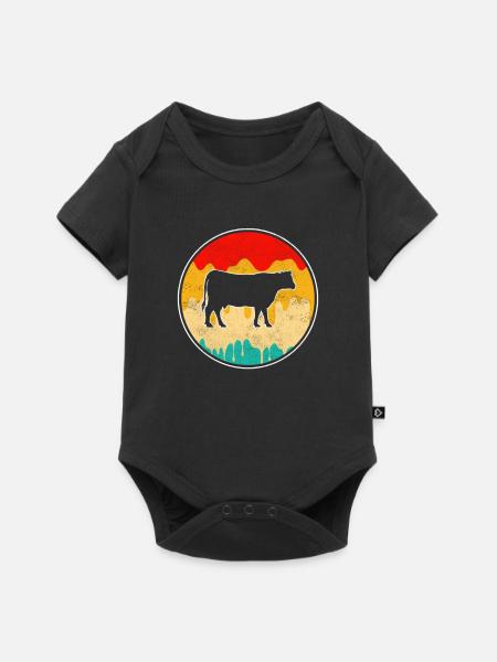 Kuh Rind Retro - Baby Premium Kurzarmbody - Schwarz
