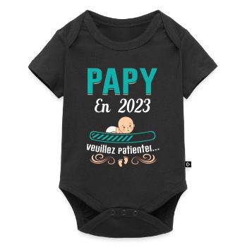 Papy En 2023 Cadeau Naissance Grossesse Humour - Body à manches courtes Premium Bébé - noir - Devant