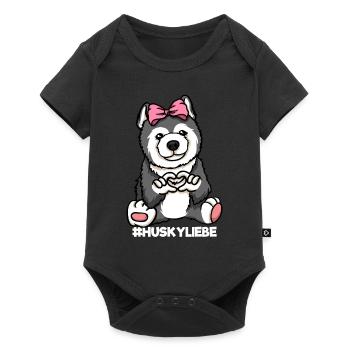 Husky Cher Chien Chien Maman Coeur - Body à manches courtes Premium Bébé - noir - Devant