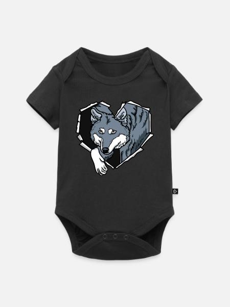 Crack Wolf Torn Hole Heart Wolf Face - Baby Premium short-sleeve bodysuit - black