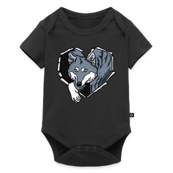 Wolf Crack Torn Hole Heart Wolf Face - Baby Premium short-sleeve bodysuit - black - Front