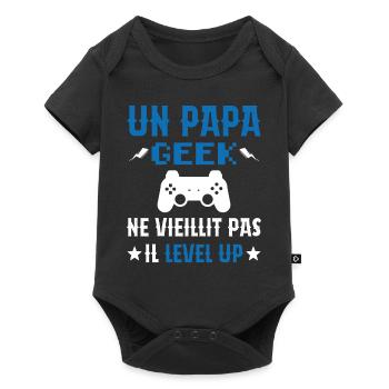 Un Papa Geek Ne Vieillit Pas Il Level Up - Body à manches courtes Premium Bébé - noir - Devant