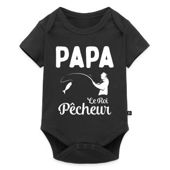 Cadeau Papa Pêcheur Roi de Pêche - Body à manches courtes Premium Bébé - noir - Devant