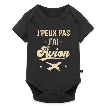 Cadeau Je peux pas j'ai avion humour aviation - Body à manches courtes Premium Bébé - noir - Devant