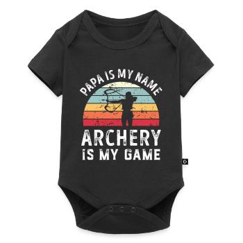 Papa is my Name Archery is my Game Dad Fathers - Baby Premium short-sleeve bodysuit - black - Front