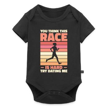 Jogger Runner Marathon Jogging Ski de fond - Body à manches courtes Premium Bébé - noir - Devant