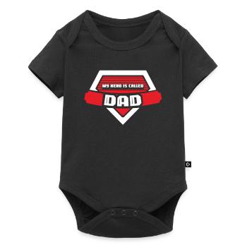 My Hero Means Papa Daddy Father Father Day Sayings - Baby Premium short-sleeve bodysuit - black - Front