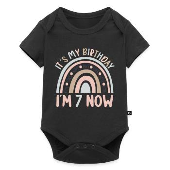 7 years Rainbow Rainbow 7th birthday - Baby Premium short-sleeve bodysuit - black - Front