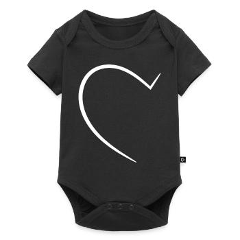 Demi-cœur blanc - Body à manches courtes Premium Bébé - noir - Devant