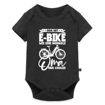 Oma mit E-Bike wie eine normale Oma Pedelec E-Bike - Baby Premium Kurzarmbody - Schwarz - Vorne
