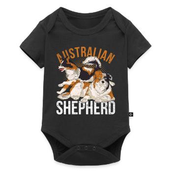 Hundeliebhaber Geschenkidee Australian Shepherd - Baby Premium Kurzarmbody - Schwarz - Vorne