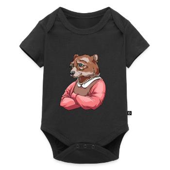 Lustige Großmutter Bär - Großmutter Enkelin - Baby Premium Kurzarmbody - Schwarz - Vorne