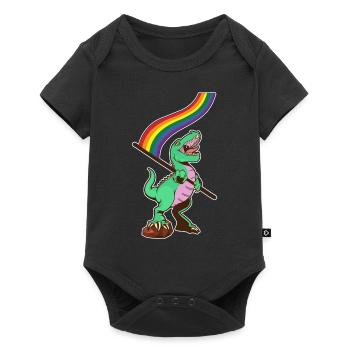 LGBTQ-Flagge - Dinosaurier-Schwuler - Baby Premium Kurzarmbody - Schwarz - Vorne