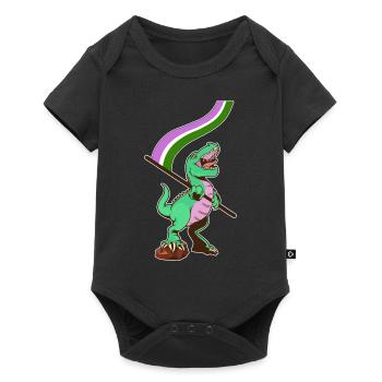 Drapeau LGBTQ - Dinosaur Genderqueer - Body à manches courtes Premium Bébé - noir - Devant