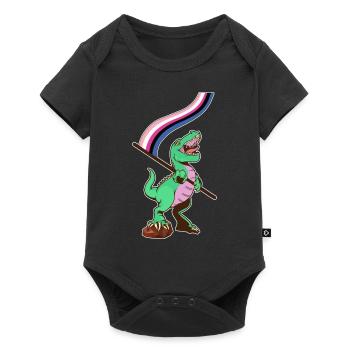 Drapeau LGBTQ - Fluide sexuel de dinosaure - Body à manches courtes Premium Bébé - noir - Devant