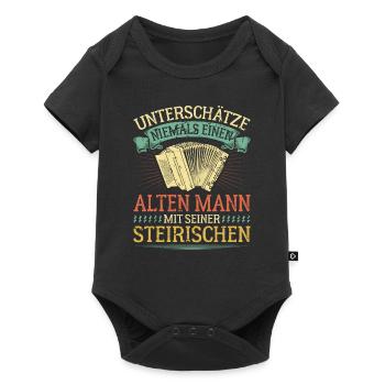 Alter Mann Mit Steirische Harmonika, Lustiges - Baby Premium Kurzarmbody - Schwarz - Vorne