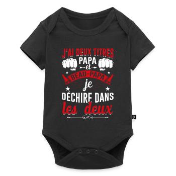 J'ai Deux Titres Papa Et Beau-papa Fête Des Pères - Body à manches courtes Premium Bébé - noir - Devant