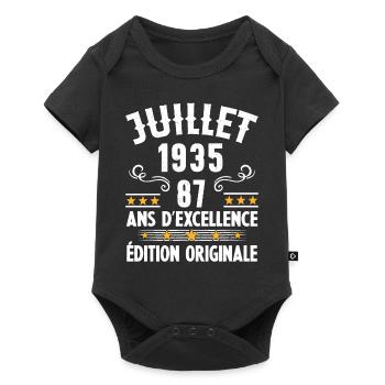 87 Ans Anniversaire Vintage Né(e) en Juillet 1935 - Body à manches courtes Premium Bébé - noir - Devant