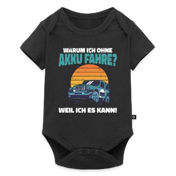 Warum ich ohne Akku fahre Anti E-Auto - Baby Premium Kurzarmbody - Schwarz - Vorne