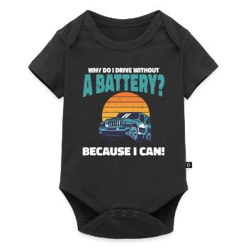 Why do I drive without a battery Anti e-Car - Baby Premium Kurzarmbody - Schwarz - Vorne