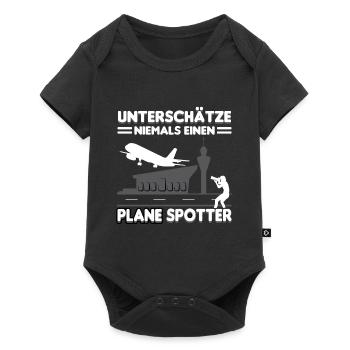 Planespotter Flugzeug Planespotting Flughafen - Baby Premium Kurzarmbody - Schwarz - Vorne
