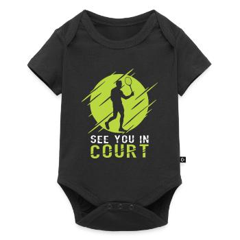 Joueur de tennis Raquette de tennis Balle de tennis - Body à manches courtes Premium Bébé - noir - Devant