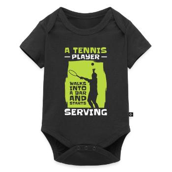 Joueur de tennis Raquette de tennis Balle de tennis - Body à manches courtes Premium Bébé - noir - Devant