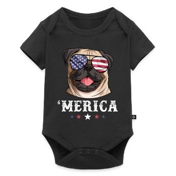 Pug Merica Dog 4th of July American Flag USA - Baby Premium short-sleeve bodysuit - black - Front