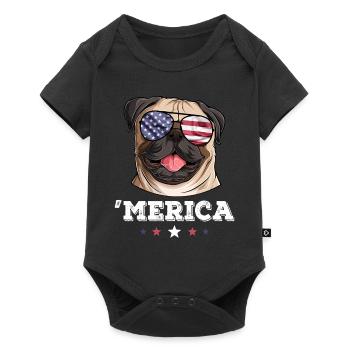 Merica Dog 4th of July American Flag USA Pug - Baby Premium short-sleeve bodysuit - black - Front