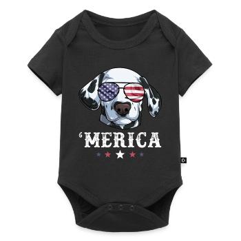 Dalmatian Dog Merica 4th of July American Flag USA - Baby Premium short-sleeve bodysuit - black - Front