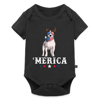 Jack Russell Merica Hommes Femmes USA Drapeau Américain - Body à manches courtes Premium Bébé - noir - Devant