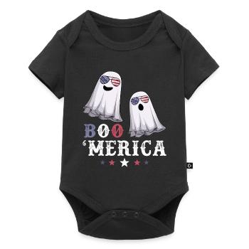 Ghost Merica 4th of July USA American Flag - Baby Premium short-sleeve bodysuit - black - Front