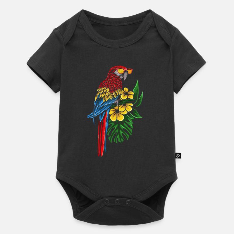 Drôle de perroquet cockatiel avec des fleurs - Body à manches courtes Premium Bébé - noir